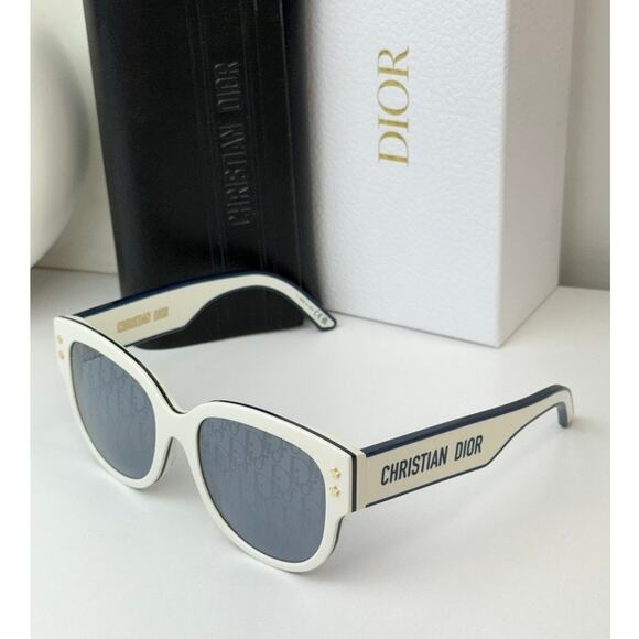NEW Dior Pacific B2I Logo Sunglasses in White Mirror